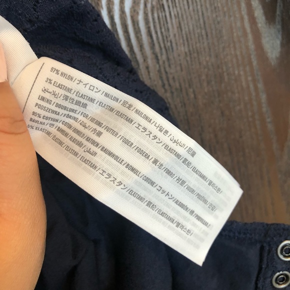 Hollister Navy Blue Lace Off Shoulder Bodysuit - Picture 3 of 11